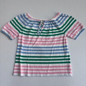 Talbots Peasant Top Women's M Striped Pink White Cotton Cottagecore Preppy NWT